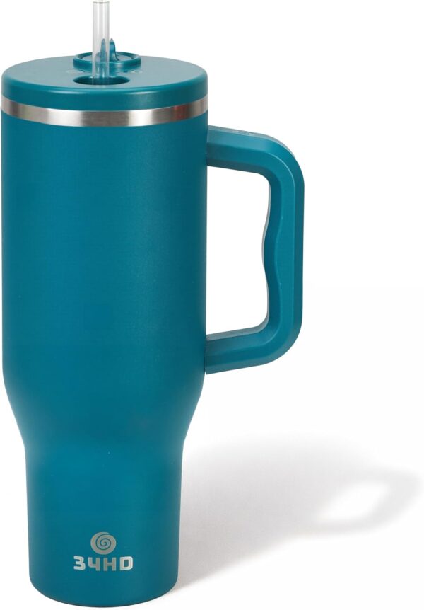 34HD 40oz Stainless Steel Tumbler — Insulated with Handle, Magnetic Lid & Straw