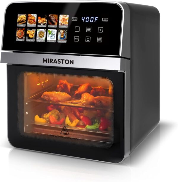 MIRASTON 10QT Air Fryer Toaster Oven Combo — 10 Presets, Stainless Steel Interior